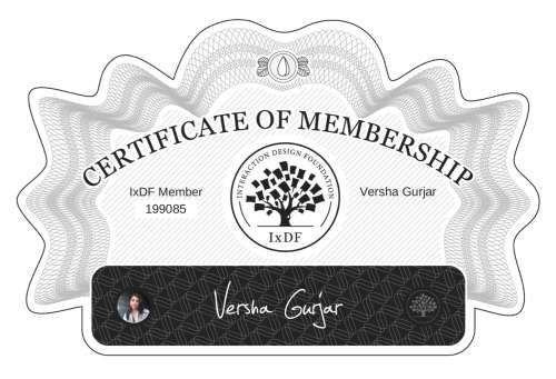 Certificate of Membership – Versha Gurjar