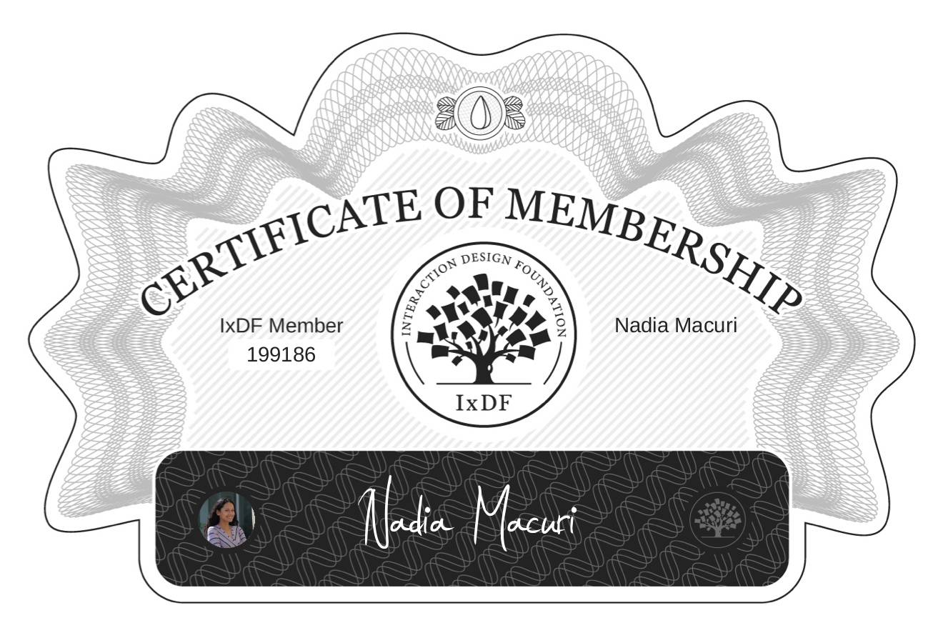 Certificate of Membership – Nadia Macuri