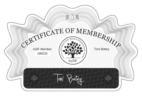 Certificate of Membership – Toni Batey
