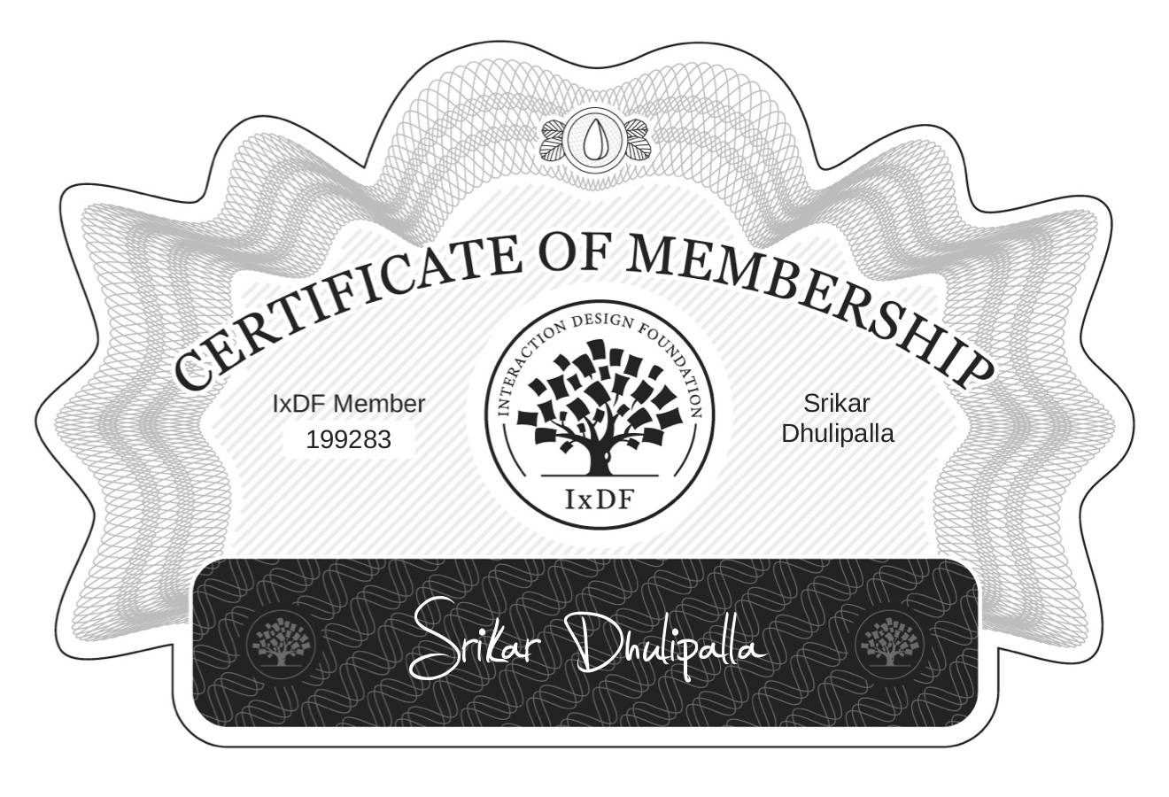 Certificate of Membership – Srikar Dhulipalla