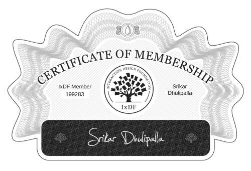 Certificate of Membership – Srikar Dhulipalla