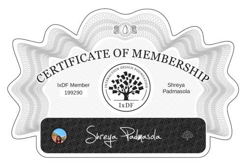 Certificate of Membership – Shreya Padmasola