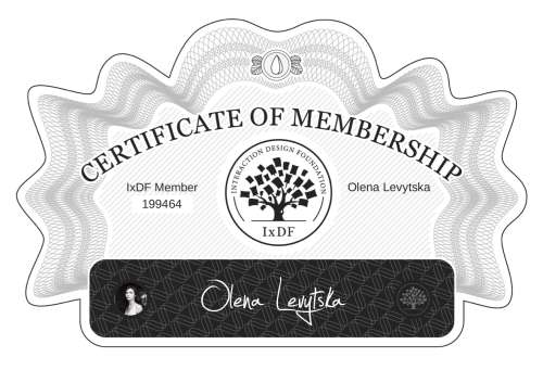 Certificate of Membership – Olena Levytska