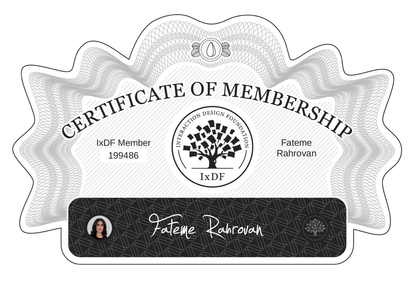 Certificate of Membership – Fateme Rahrovan
