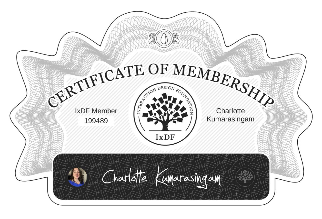Certificate of Membership – Charlotte Kumarasingam