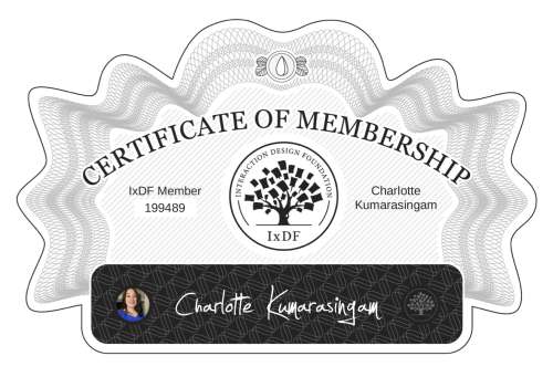 Certificate of Membership – Charlotte Kumarasingam