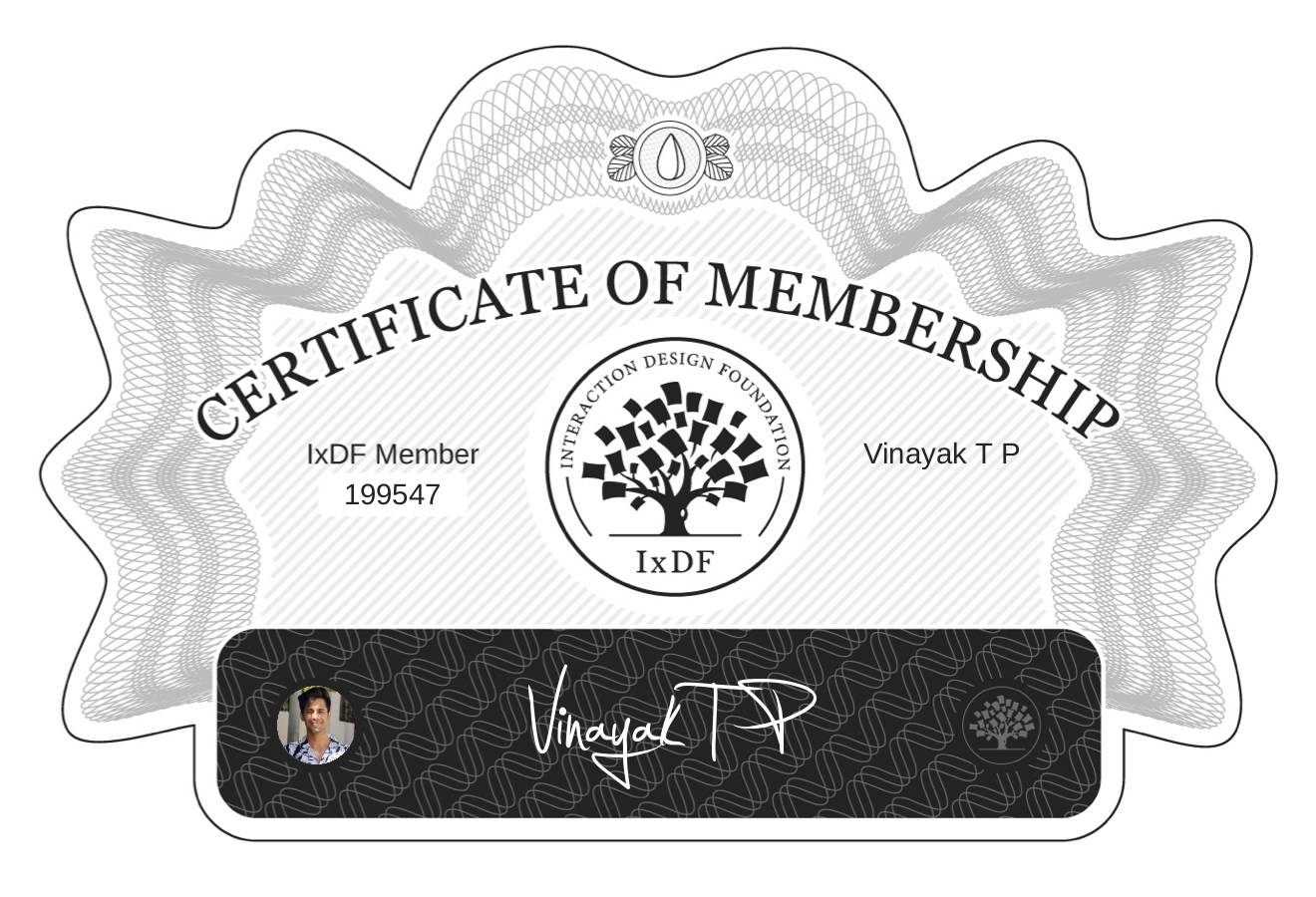 Certificate of Membership – Vinayak T P