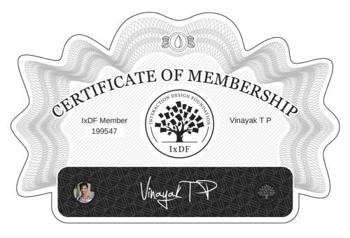 Certificate of Membership – Vinayak T P