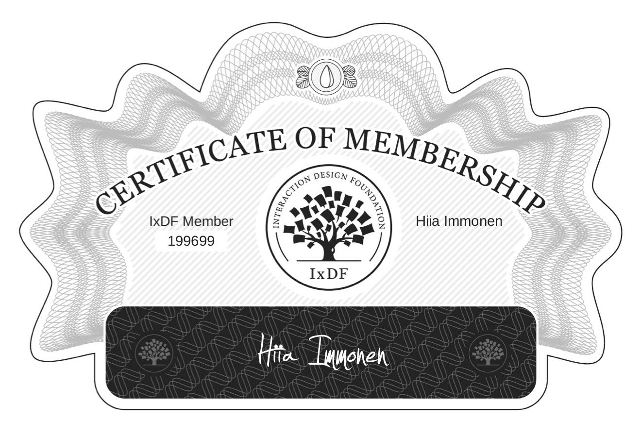 Certificate of Membership – Hiia Immonen