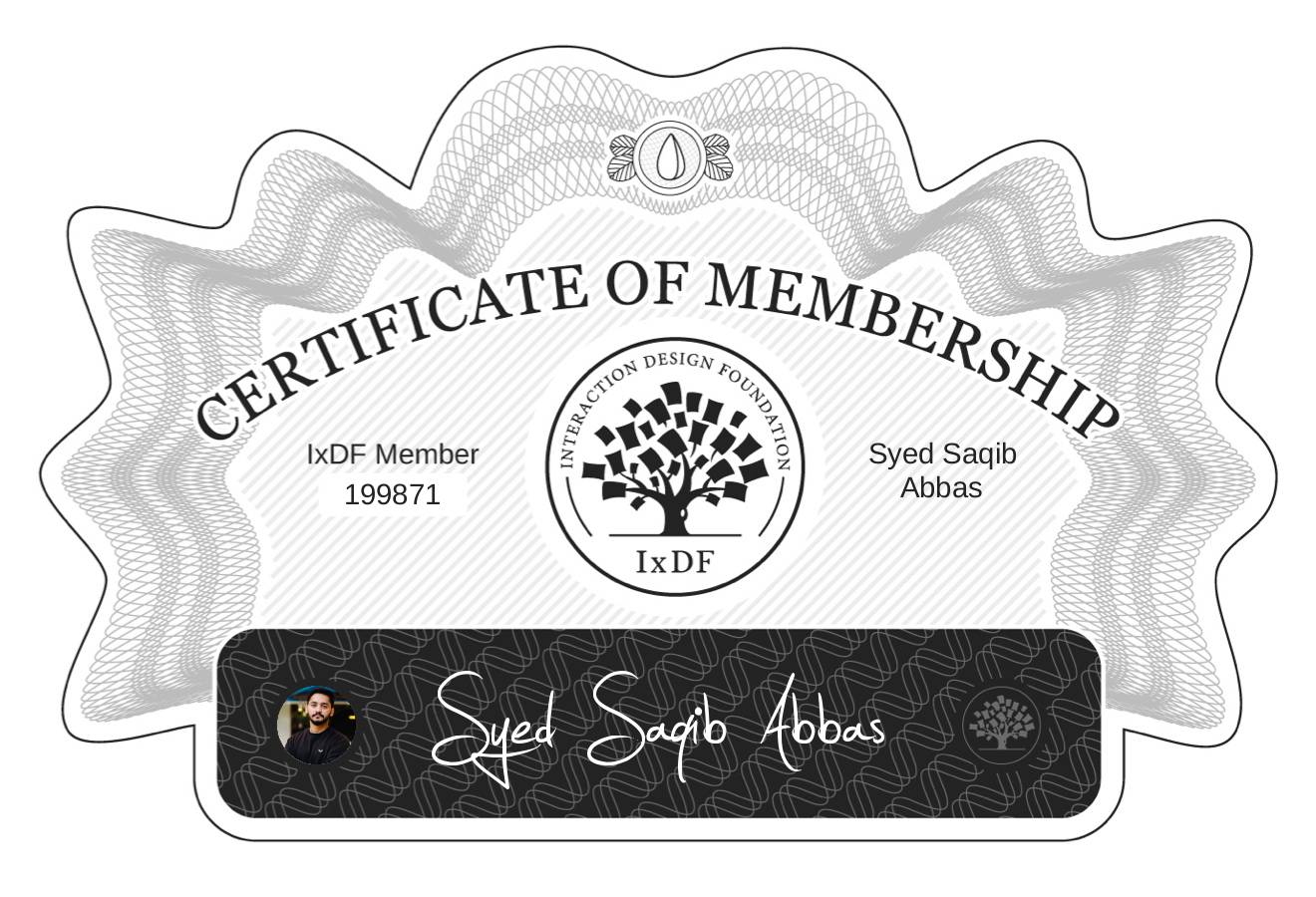 Certificate of Membership – Syed Saqib Abbas