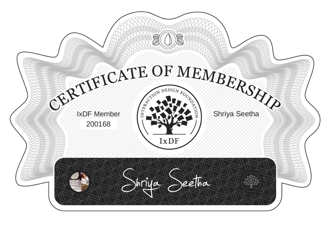 Certificate of Membership – Shriya Seetha