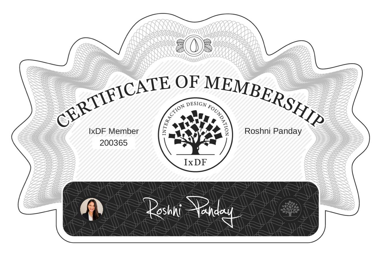 Certificate of Membership – Roshni Panday