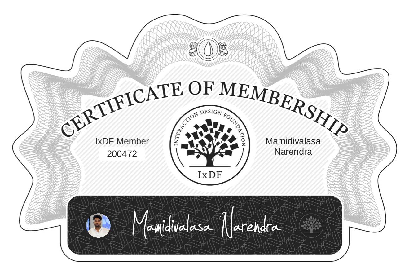 Certificate of Membership – Mamidivalasa Narendra