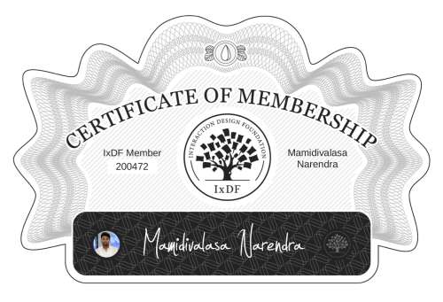 Certificate of Membership – Mamidivalasa Narendra
