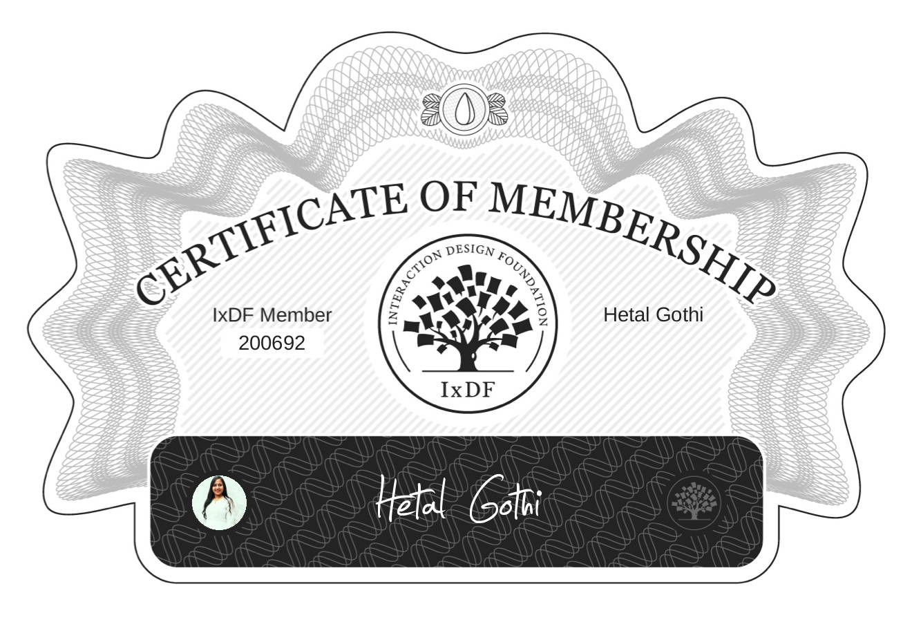 Certificate of Membership – Hetal Gothi