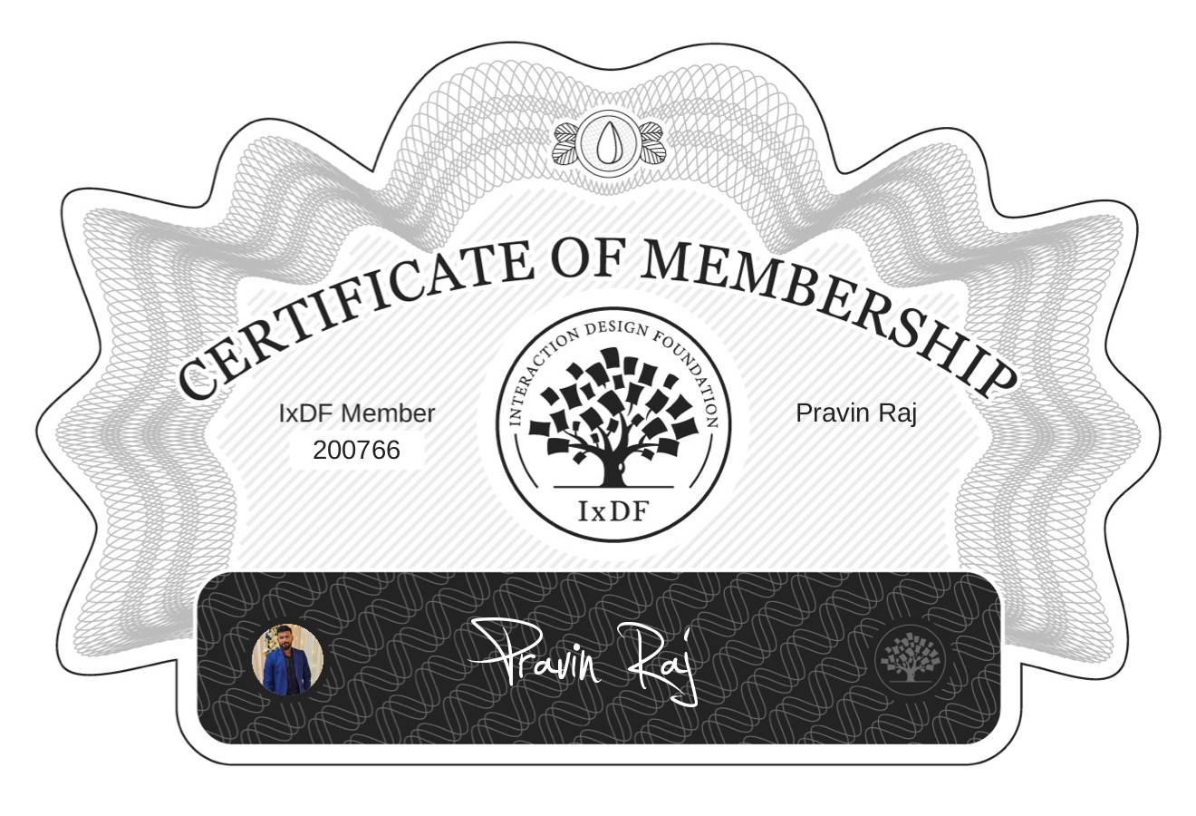 Certificate of Membership – Pravin Raj