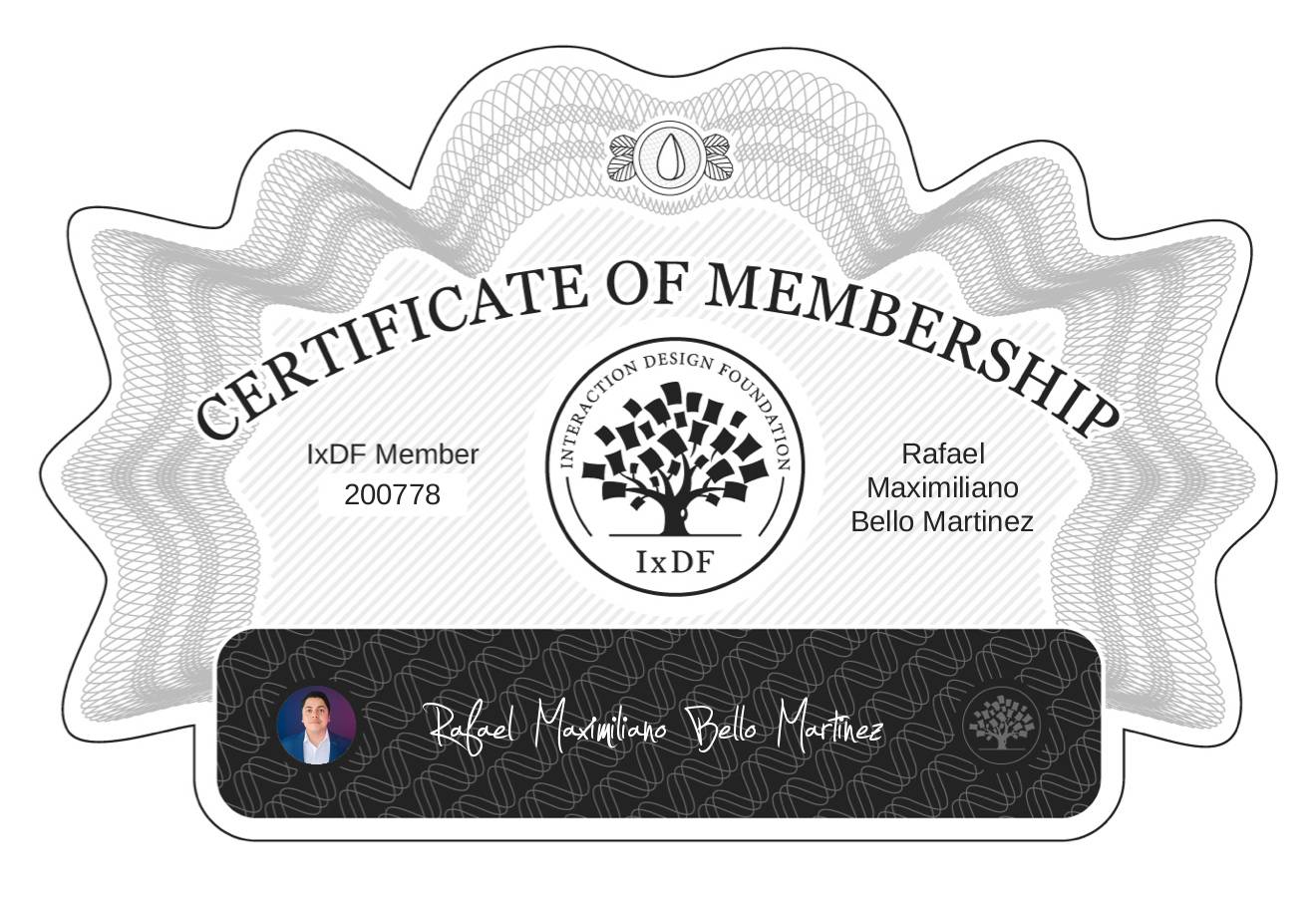 Certificate of Membership – Rafael Maximiliano Bello Martinez