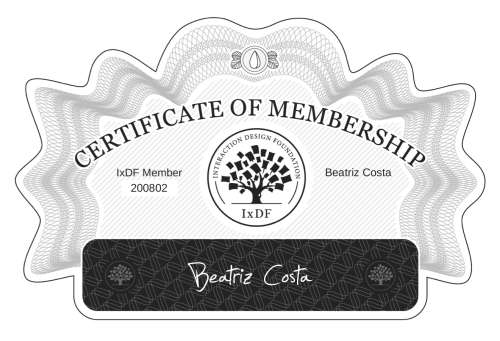 Certificate of Membership – Beatriz Costa