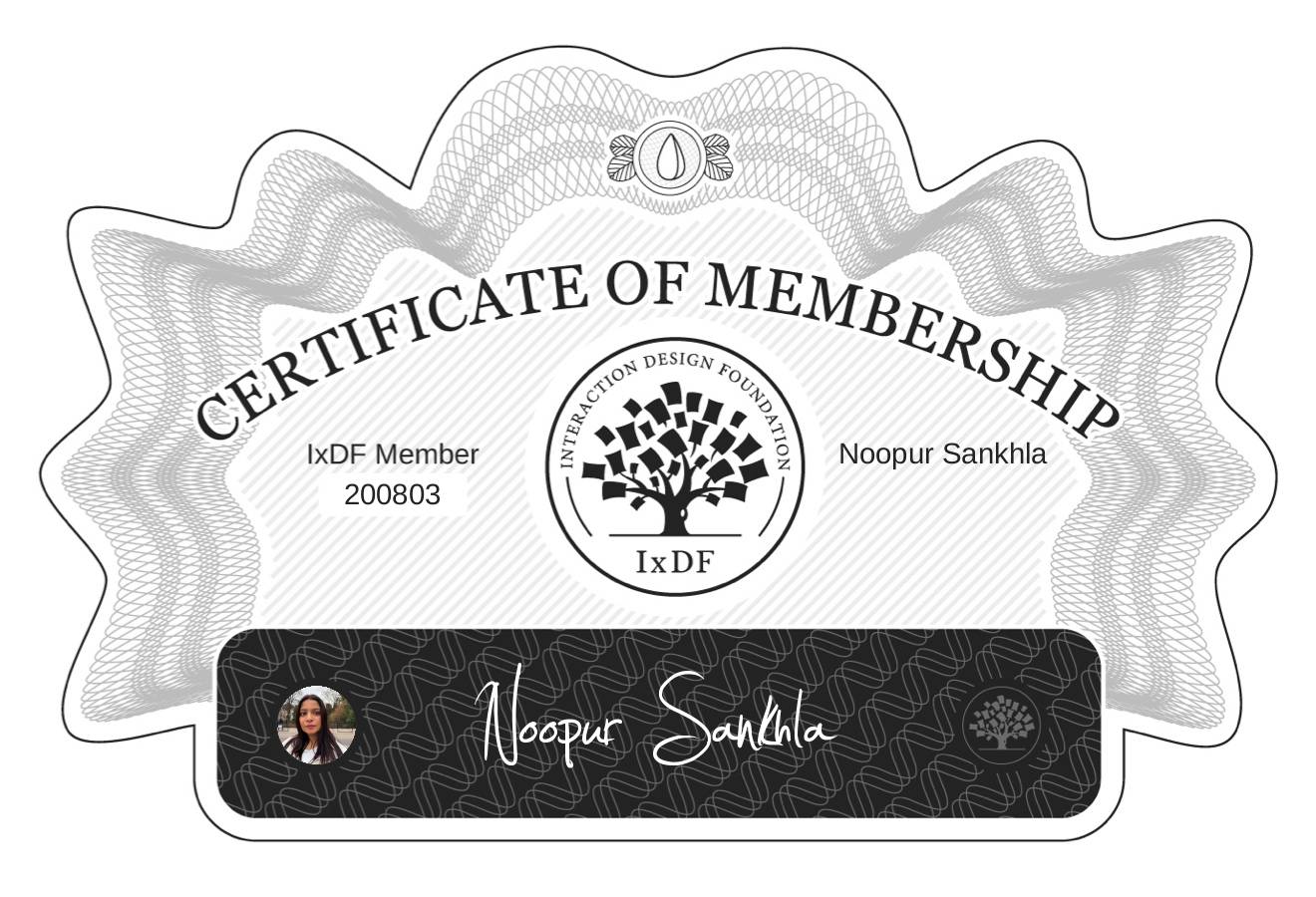Certificate of Membership – Noopur Sankhla
