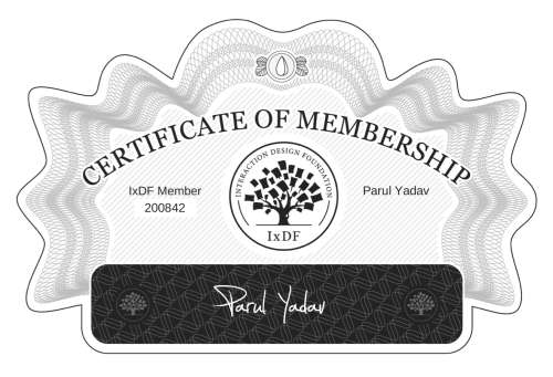 Certificate of Membership – Parul Yadav