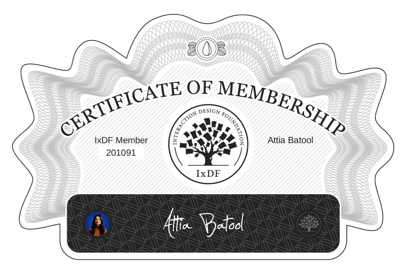 Certificate of Membership – Attia Batool