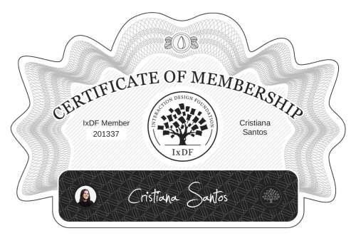 Certificate of Membership – Cristiana Santos