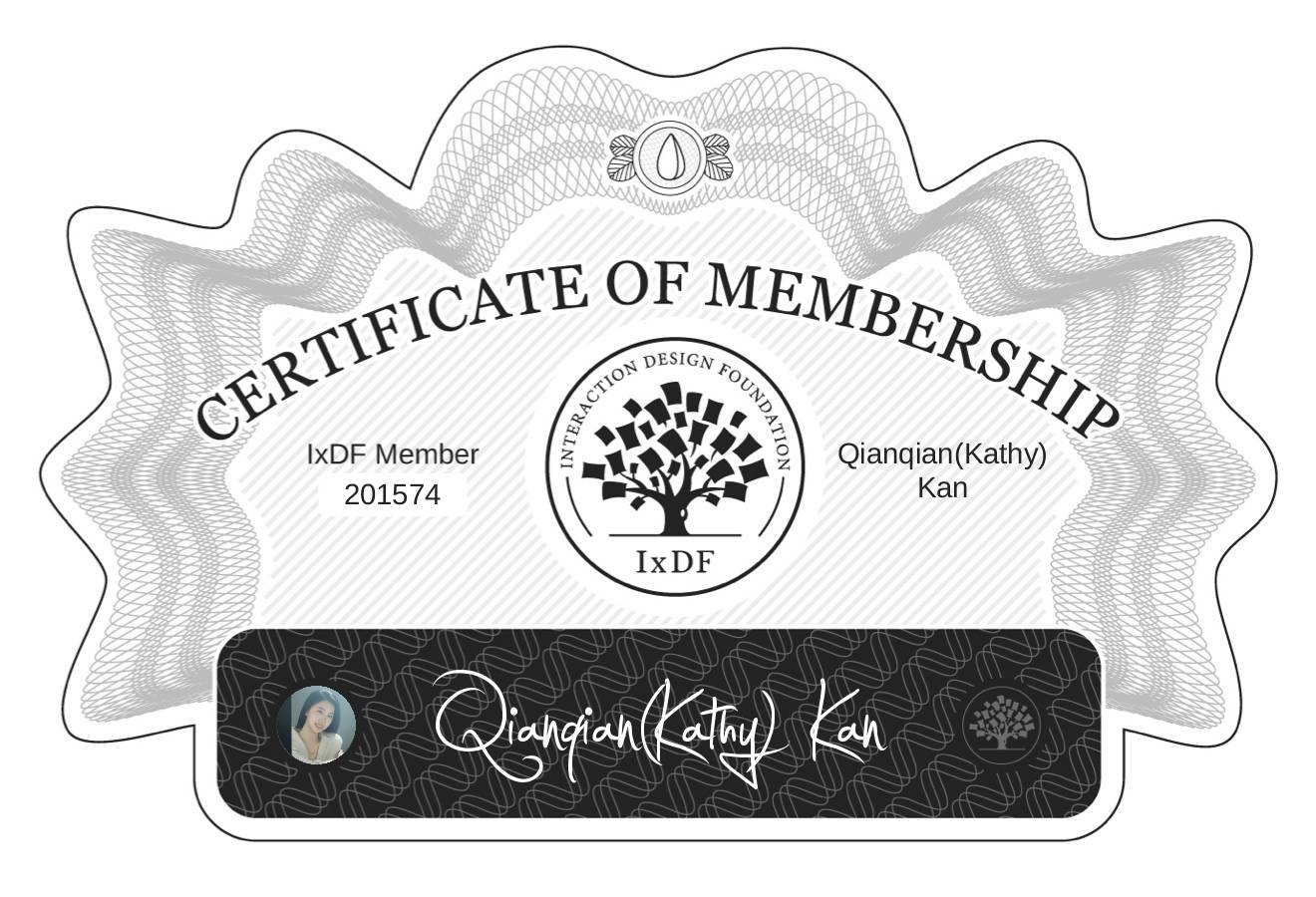 Certificate of Membership – Qianqian(Kathy) Kan