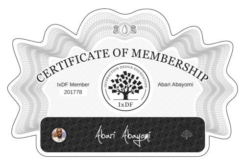 Certificate of Membership – Abari Abayomi
