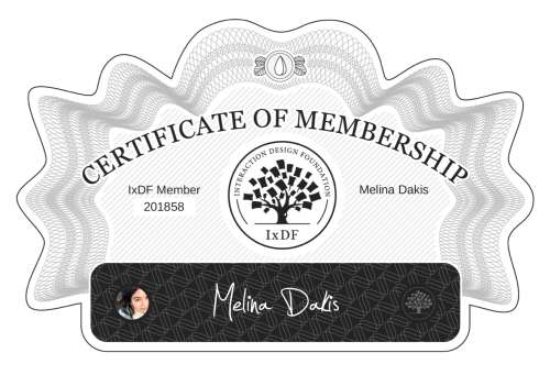 Certificate of Membership – Melina Dakis