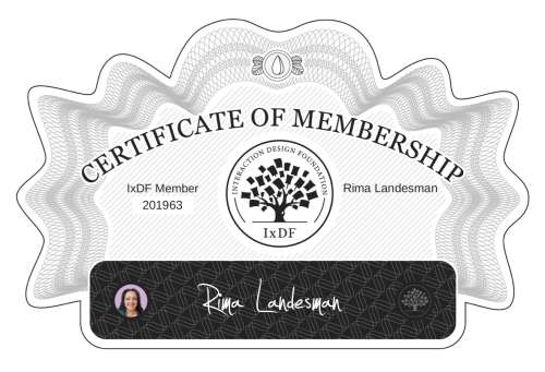 Certificate of Membership – Rima Landesman