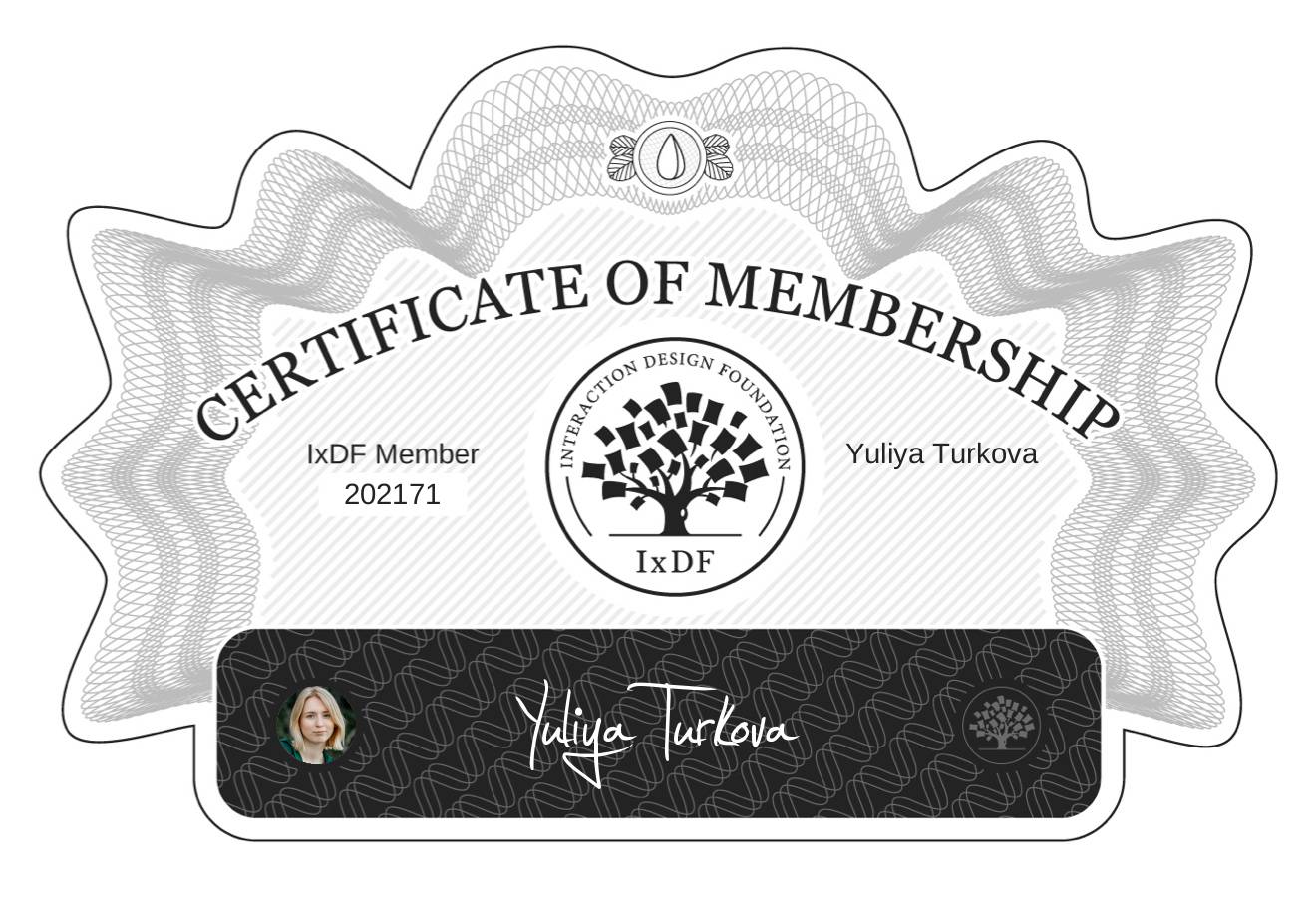 Certificate of Membership – Yuliya Turkova