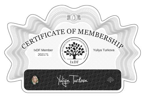 Certificate of Membership – Yuliya Turkova