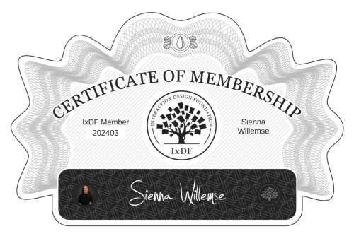 Certificate of Membership – Sienna Willemse