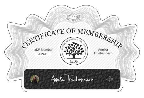 Certificate of Membership – Annika Truebenbach