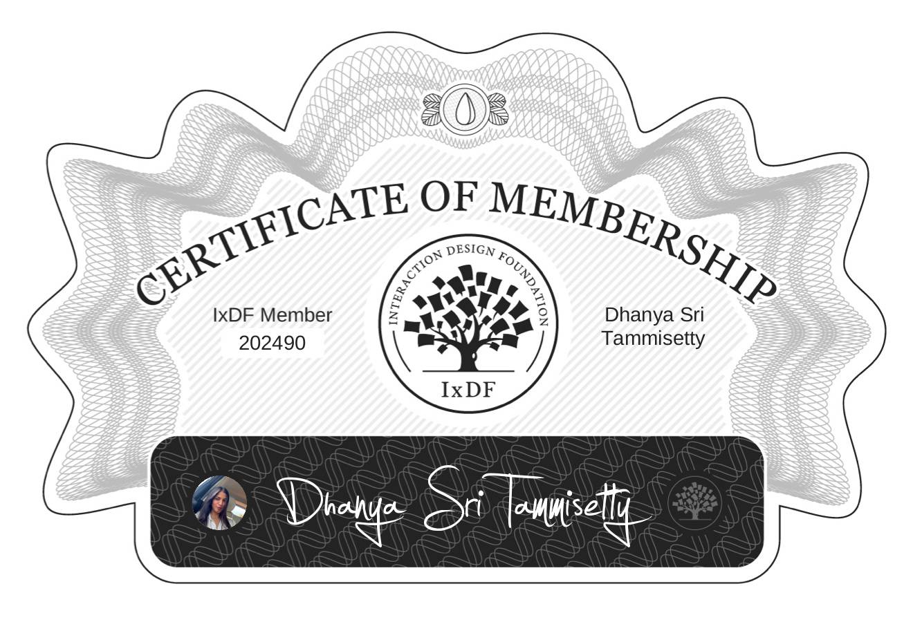 Certificate of Membership – Dhanya Sri Tammisetty