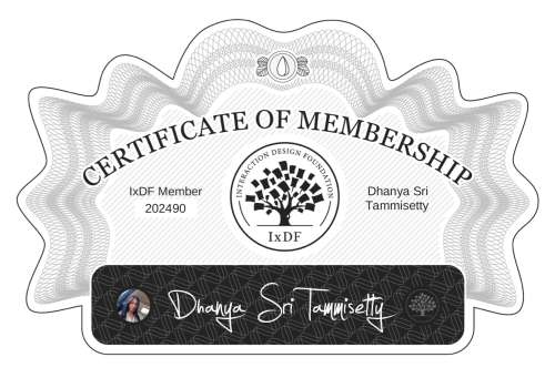 Certificate of Membership – Dhanya Sri Tammisetty