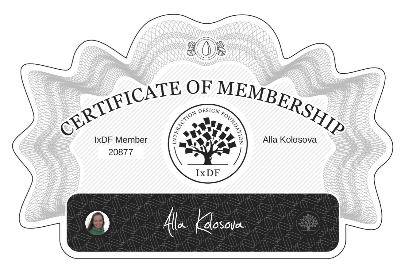 Certificate of Membership – Alla Kolosova