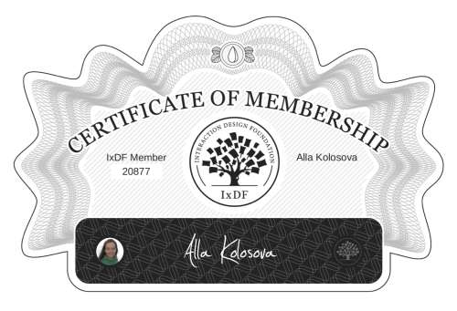 Certificate of Membership – Alla Kolosova
