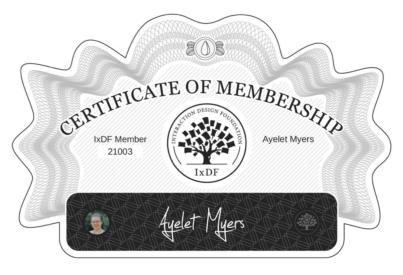 Certificate of Membership – Ayelet Myers