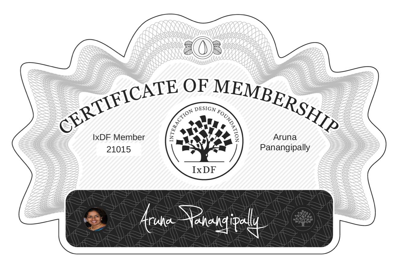 Certificate of Membership – Aruna Panangipally