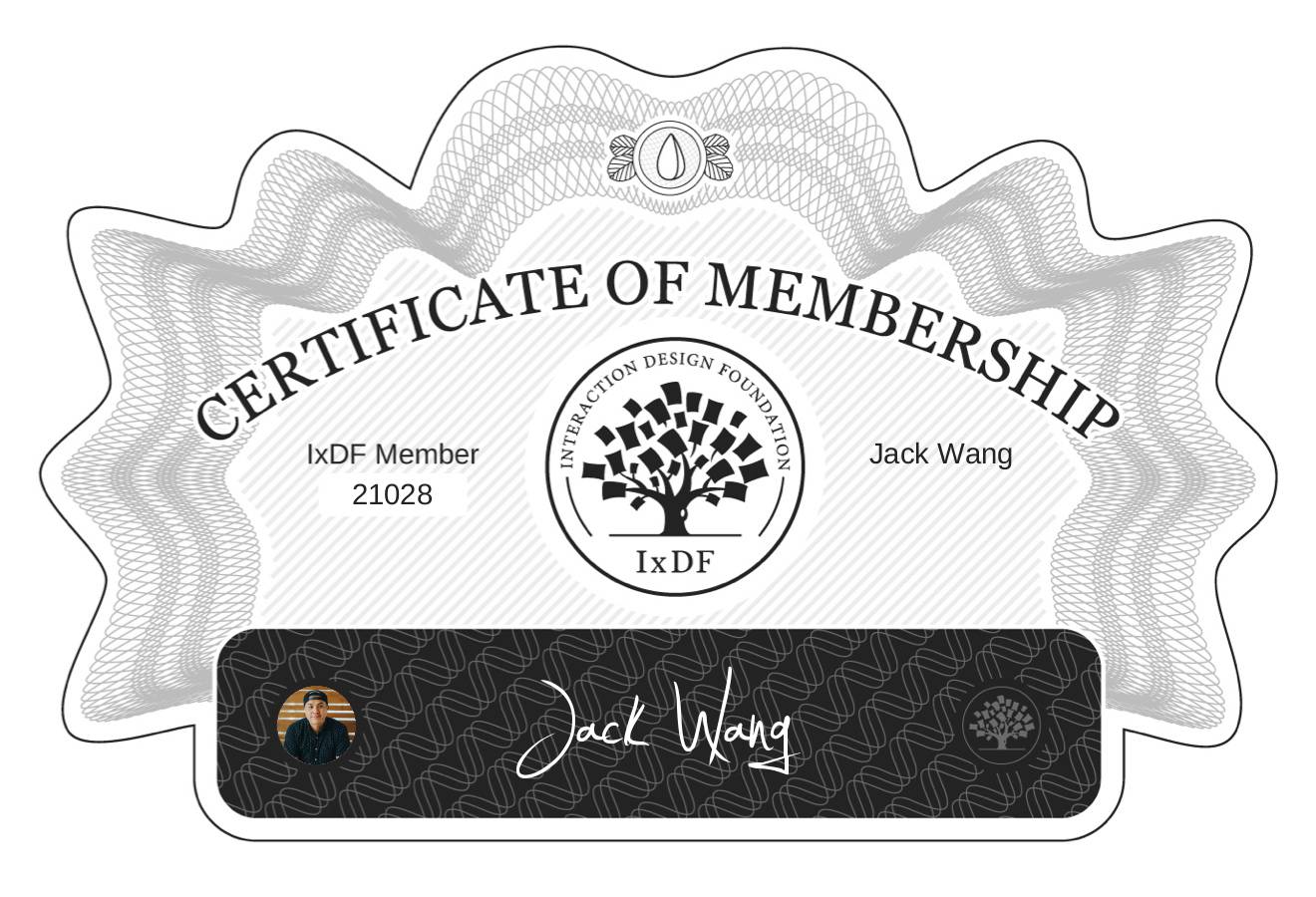 Certificate of Membership – Jack Wang