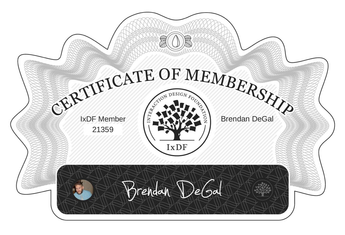 Certificate of Membership – Brendan DeGal