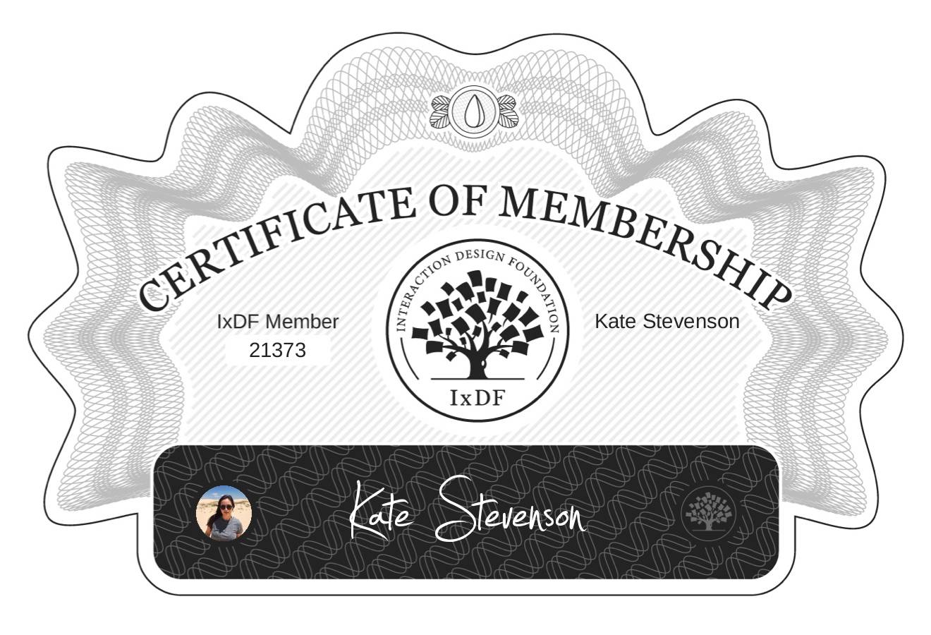 Certificate of Membership – Kate Stevenson