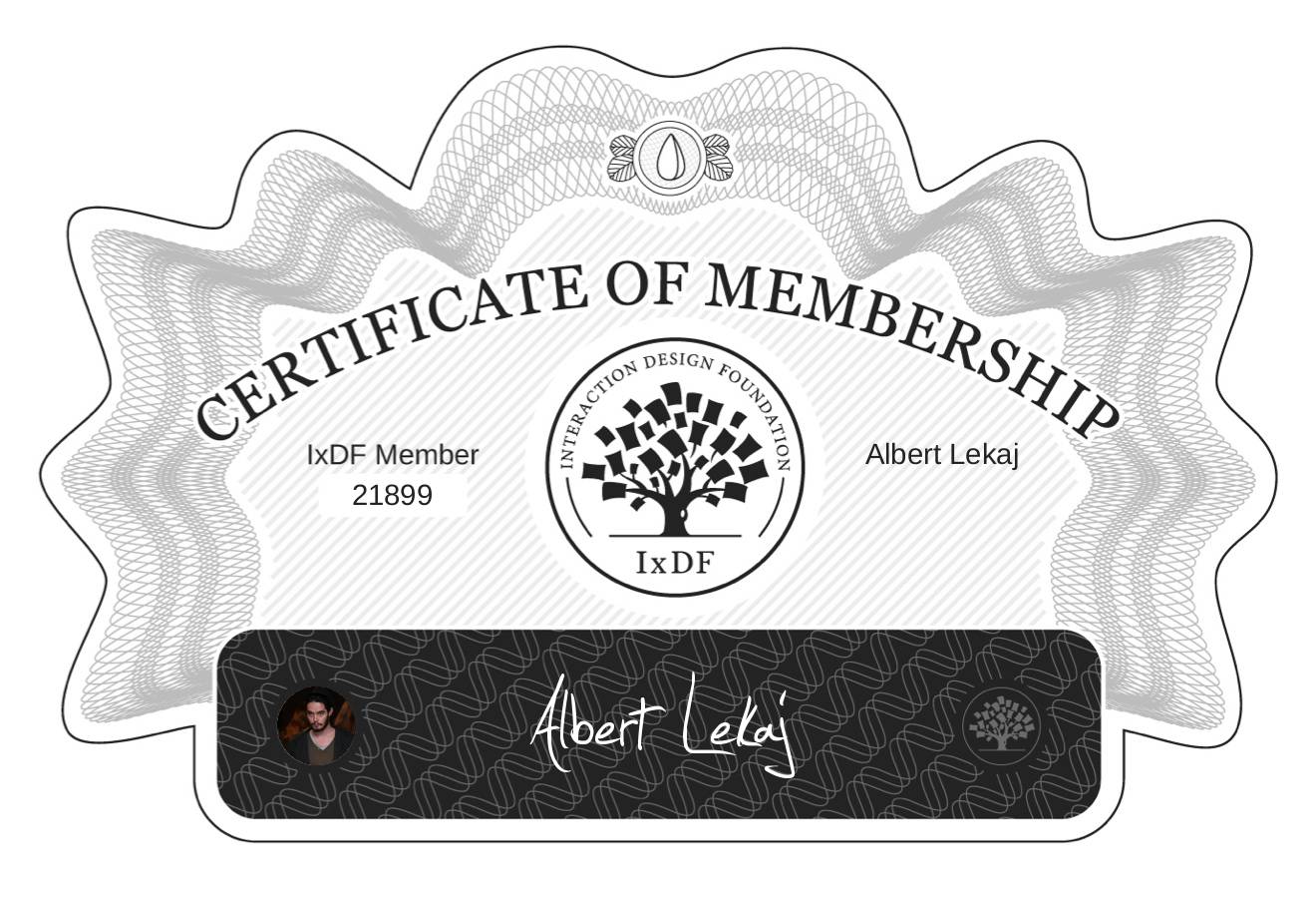 Certificate of Membership – Albert Lekaj