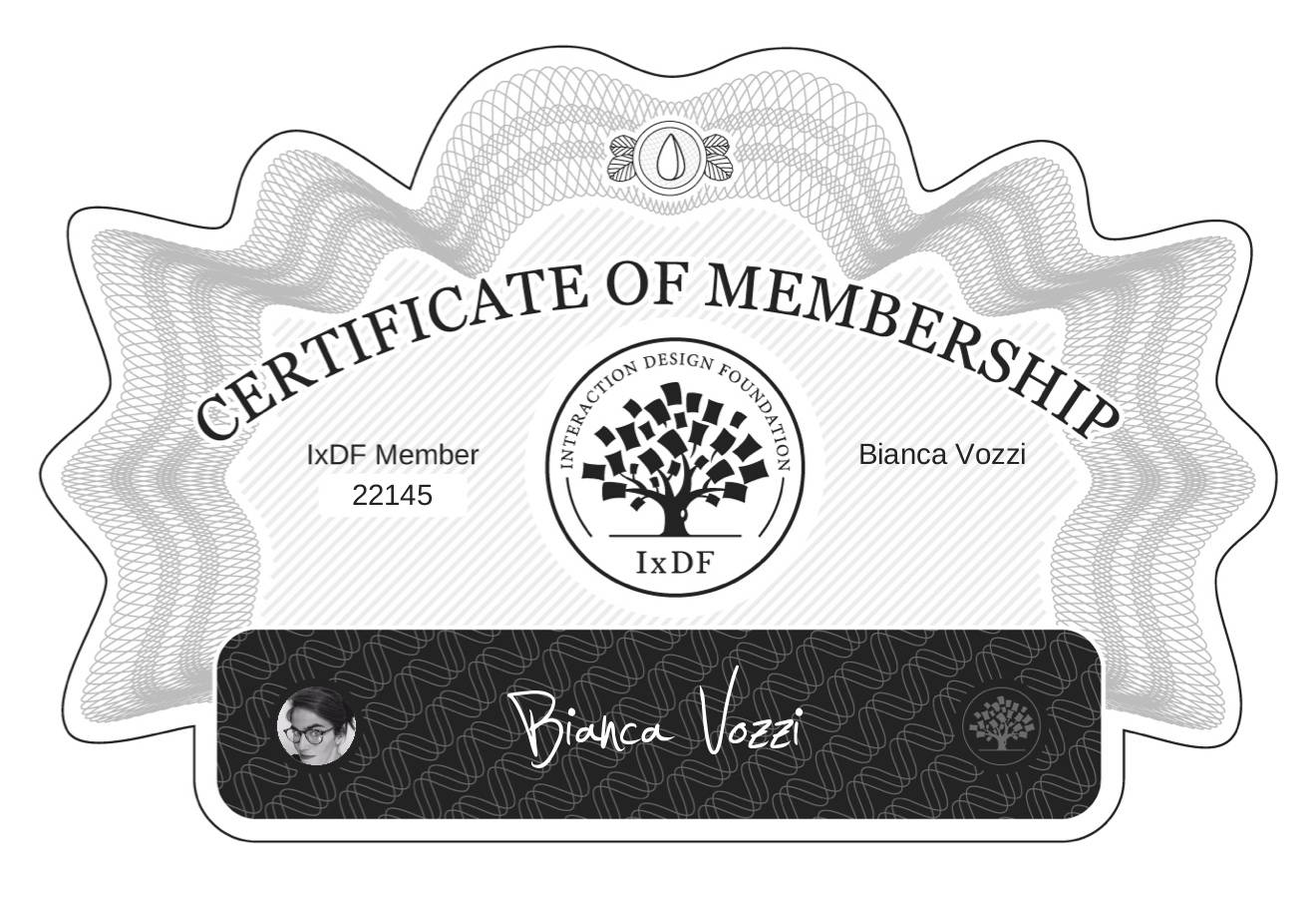 Certificate of Membership – Bianca Vozzi