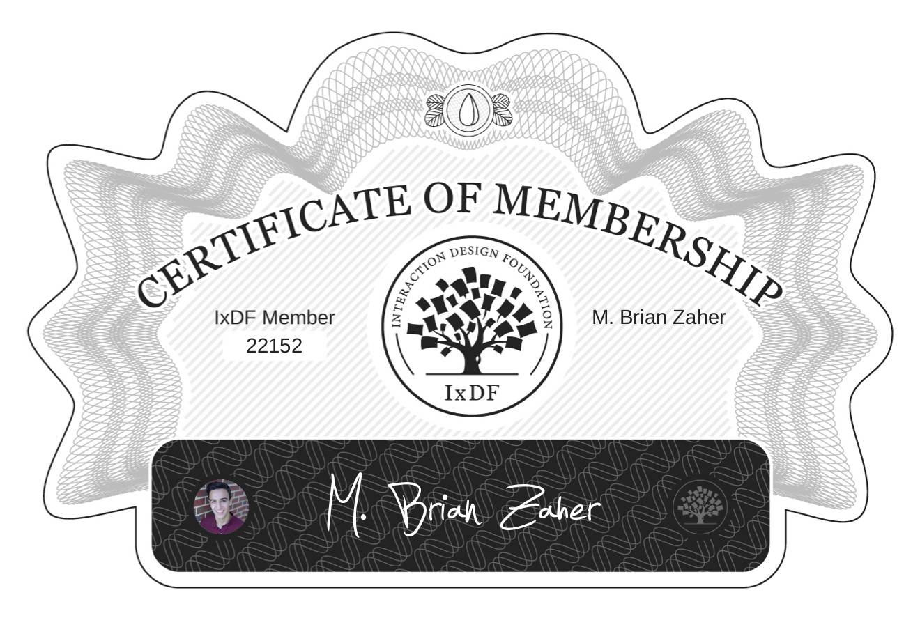 Certificate of Membership – M. Brian Zaher