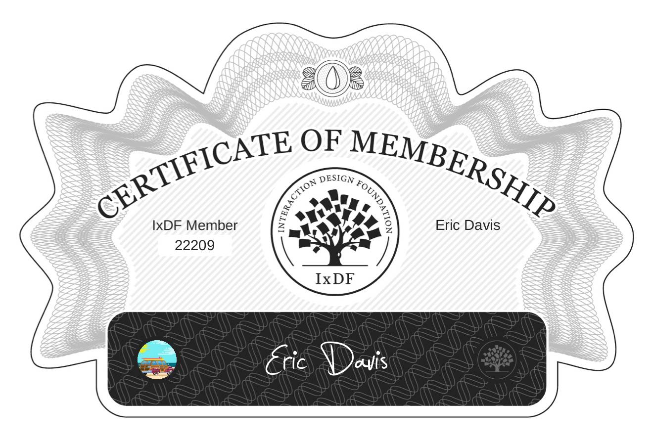 Certificate of Membership – Eric Davis