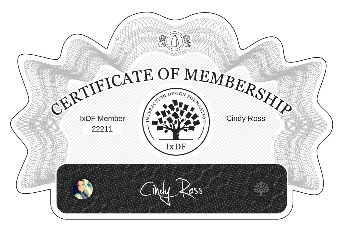 Certificate of Membership – Cindy Ross