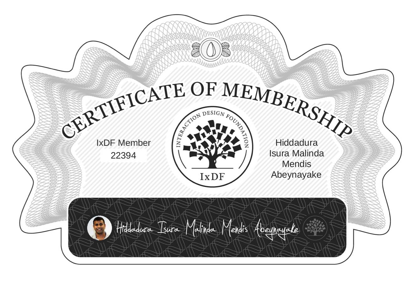Certificate of Membership – Hiddadura Isura Malinda Mendis Abeynayake