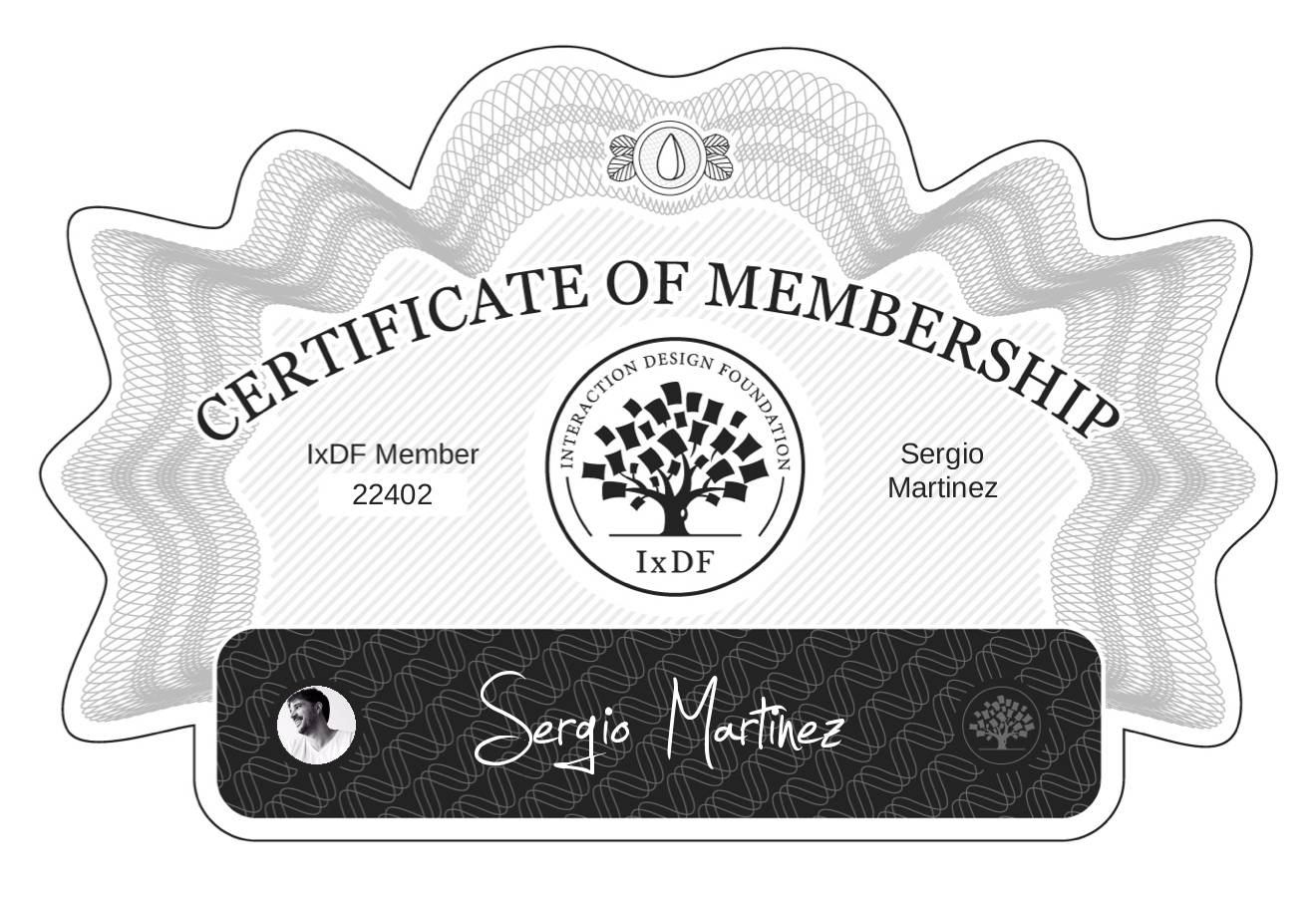 Certificate of Membership – Sergio Martinez